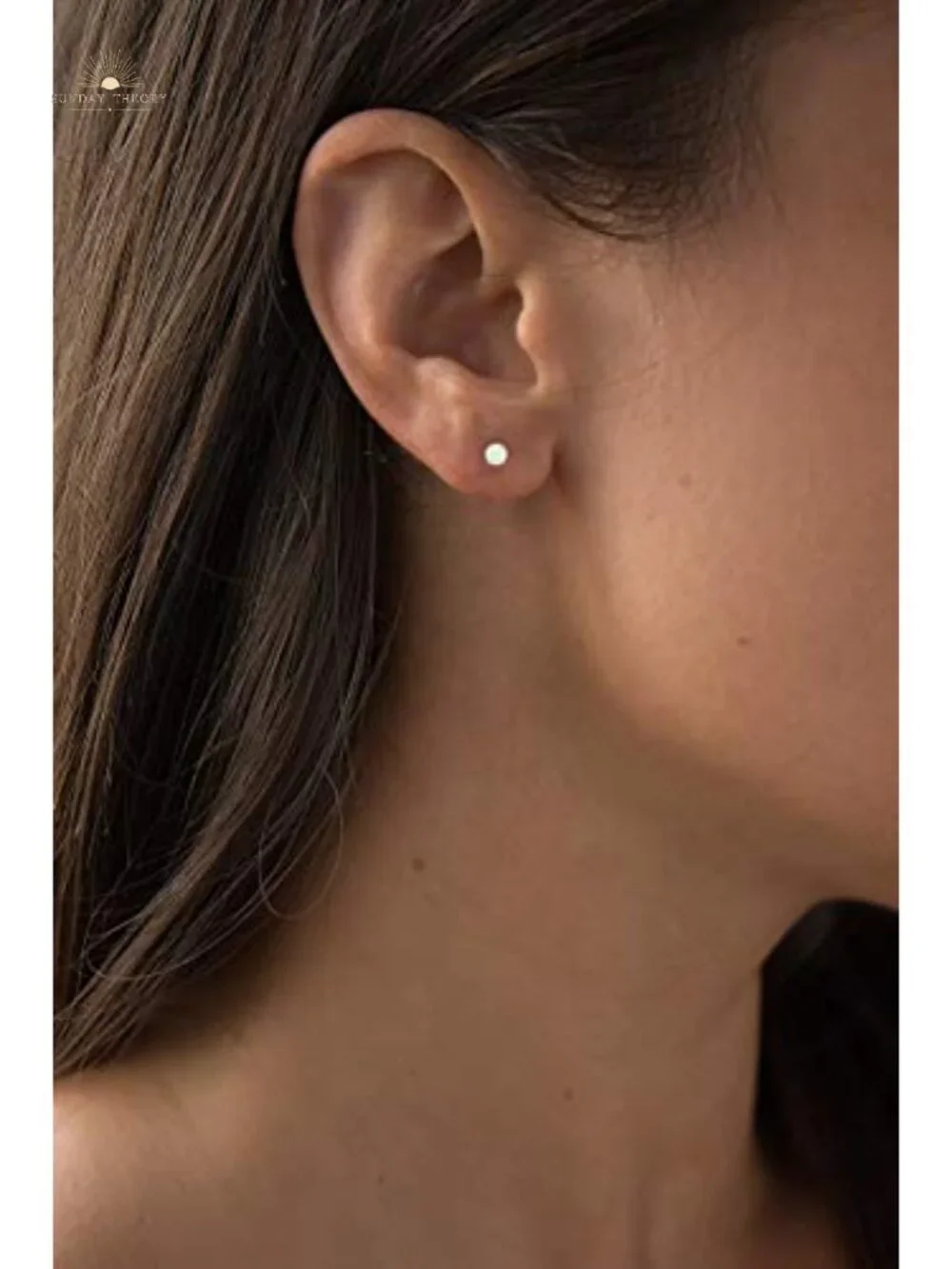 14K Solid Gold Opal Stud Earrings 4mm Gemstone Round Hypoallergenic